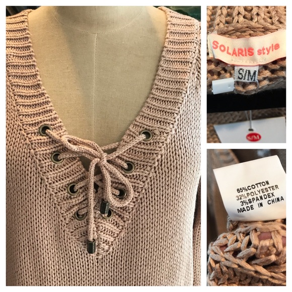 Mazy laced tunic heavy knit sweater - Picture 8 of 8